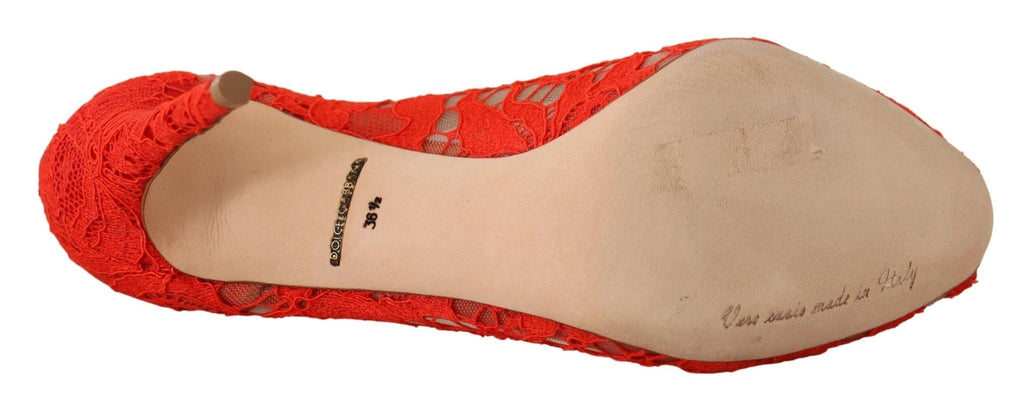 Dolce & Gabbana Red Taormina Lace Crystal Heels Pumps by Dolce & Gabbana