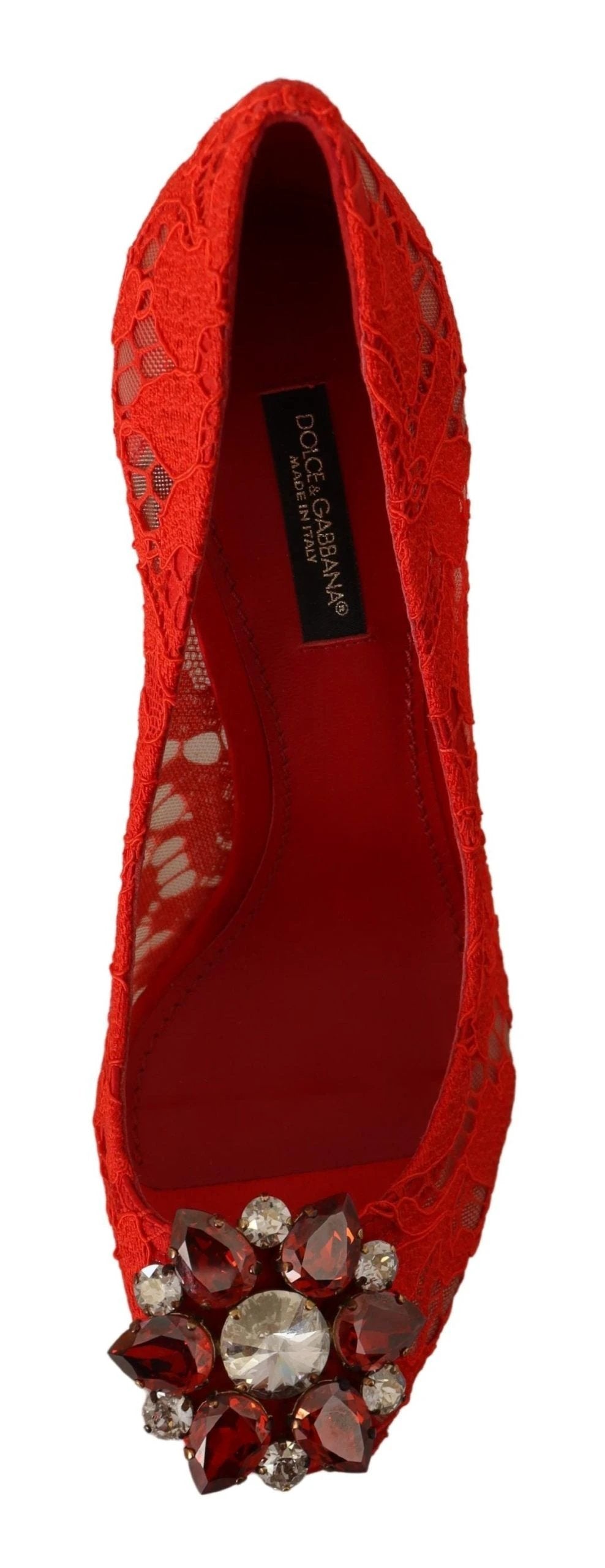 Dolce & Gabbana Red Taormina Lace Crystal Heels Pumps by Dolce & Gabbana