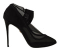 Dolce & Gabbana Black Tulle Stretch Boots Pumps Shoes by Dolce & Gabbana