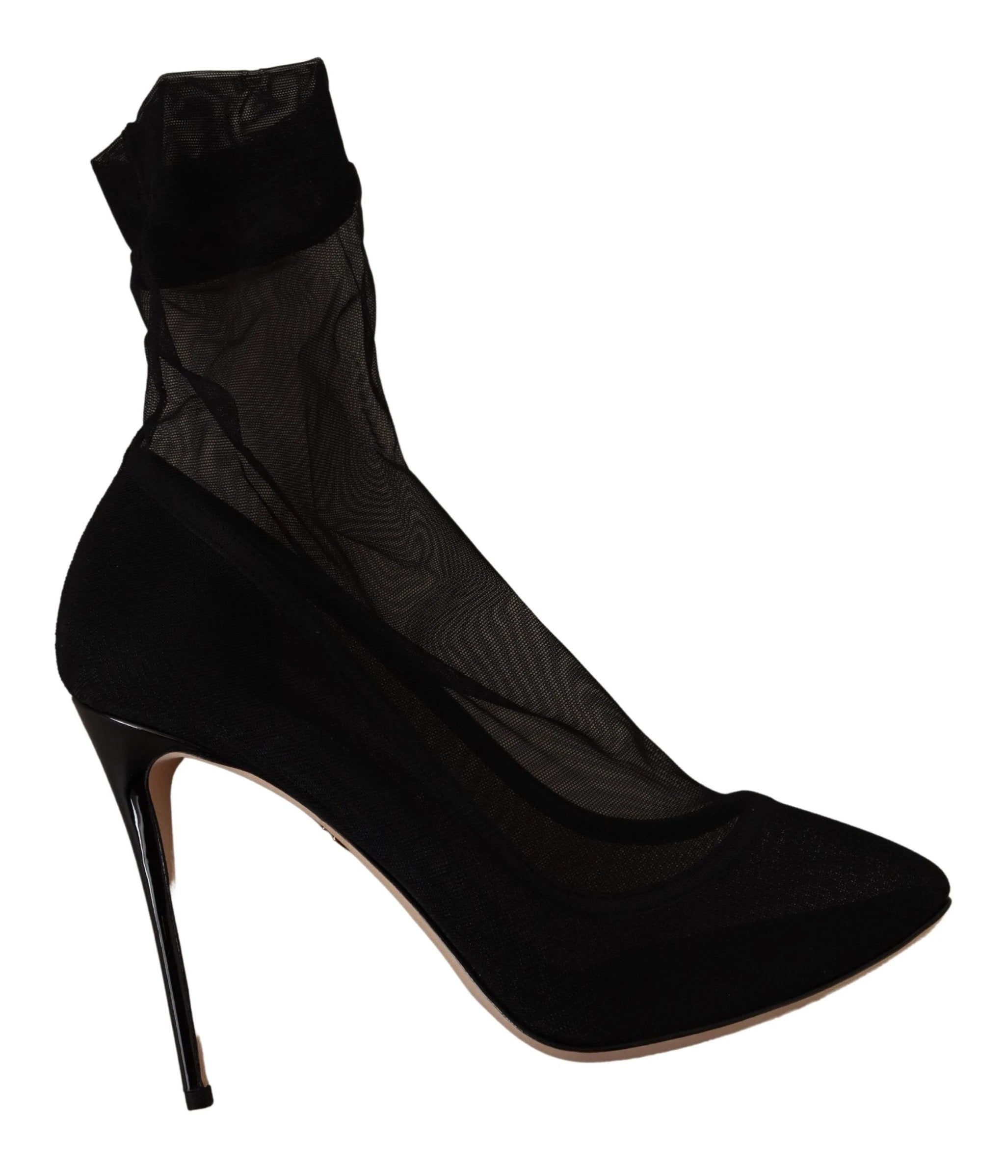 Dolce & Gabbana Black Stretch Tulle Stretch Boots Shoes by Dolce & Gabbana