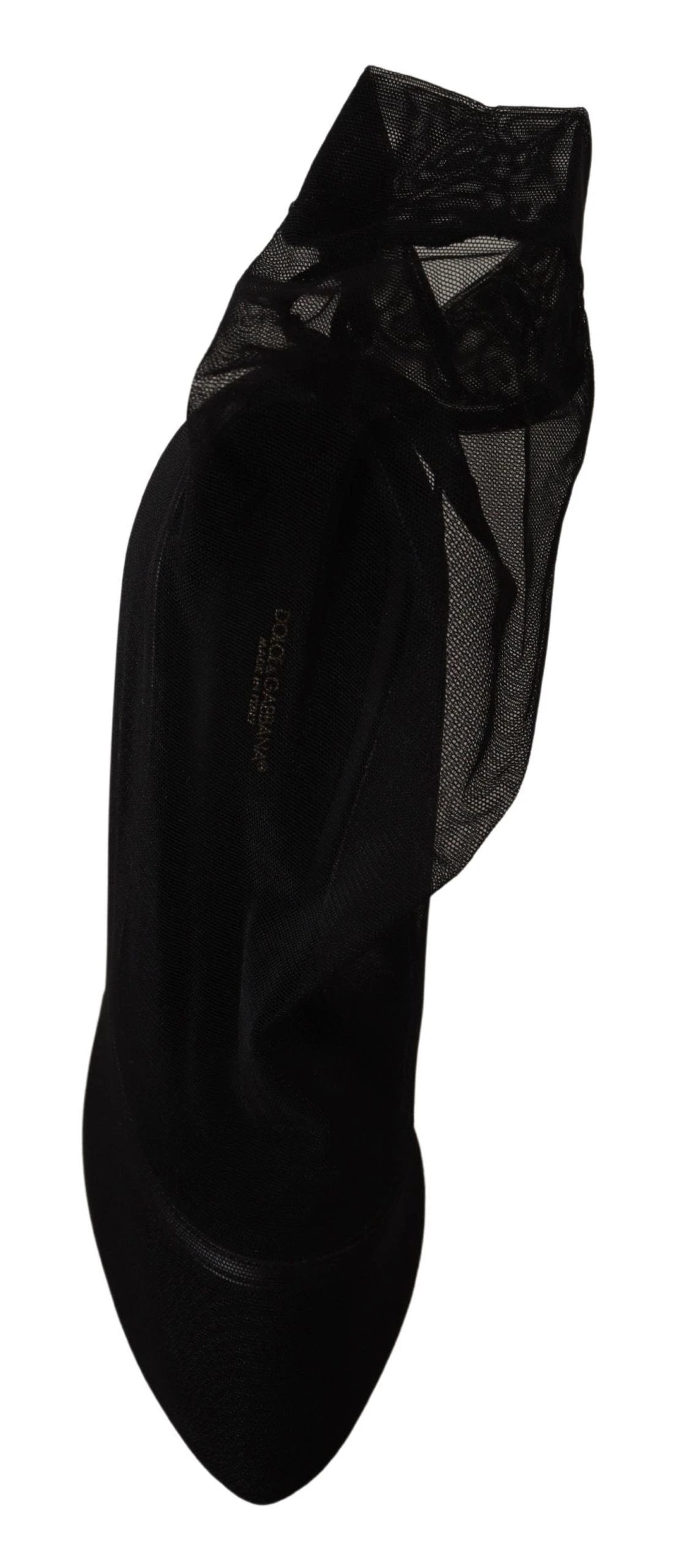 Dolce & Gabbana Black Stretch Tulle Stretch Boots Shoes by Dolce & Gabbana