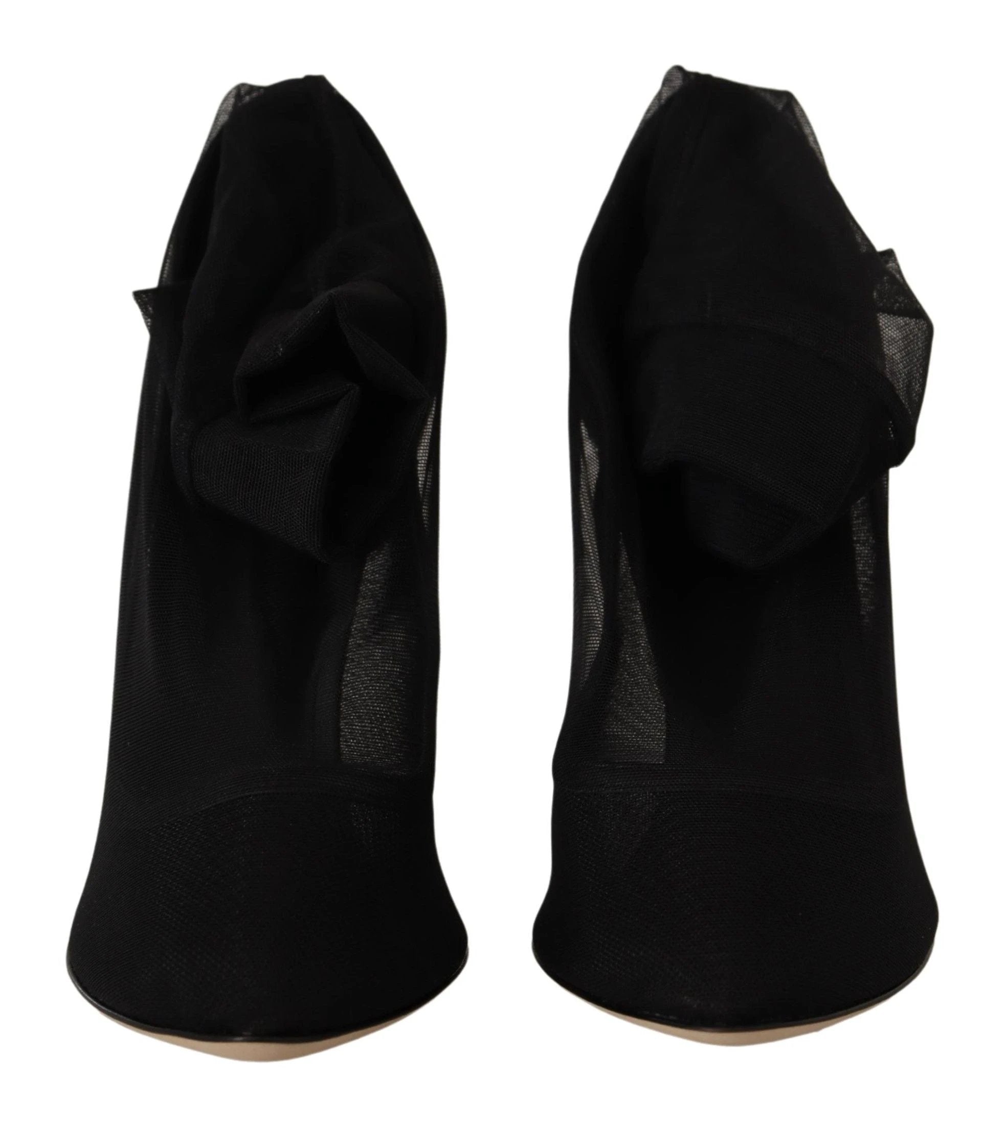 Dolce & Gabbana Black Stretch Tulle Stretch Boots Shoes by Dolce & Gabbana