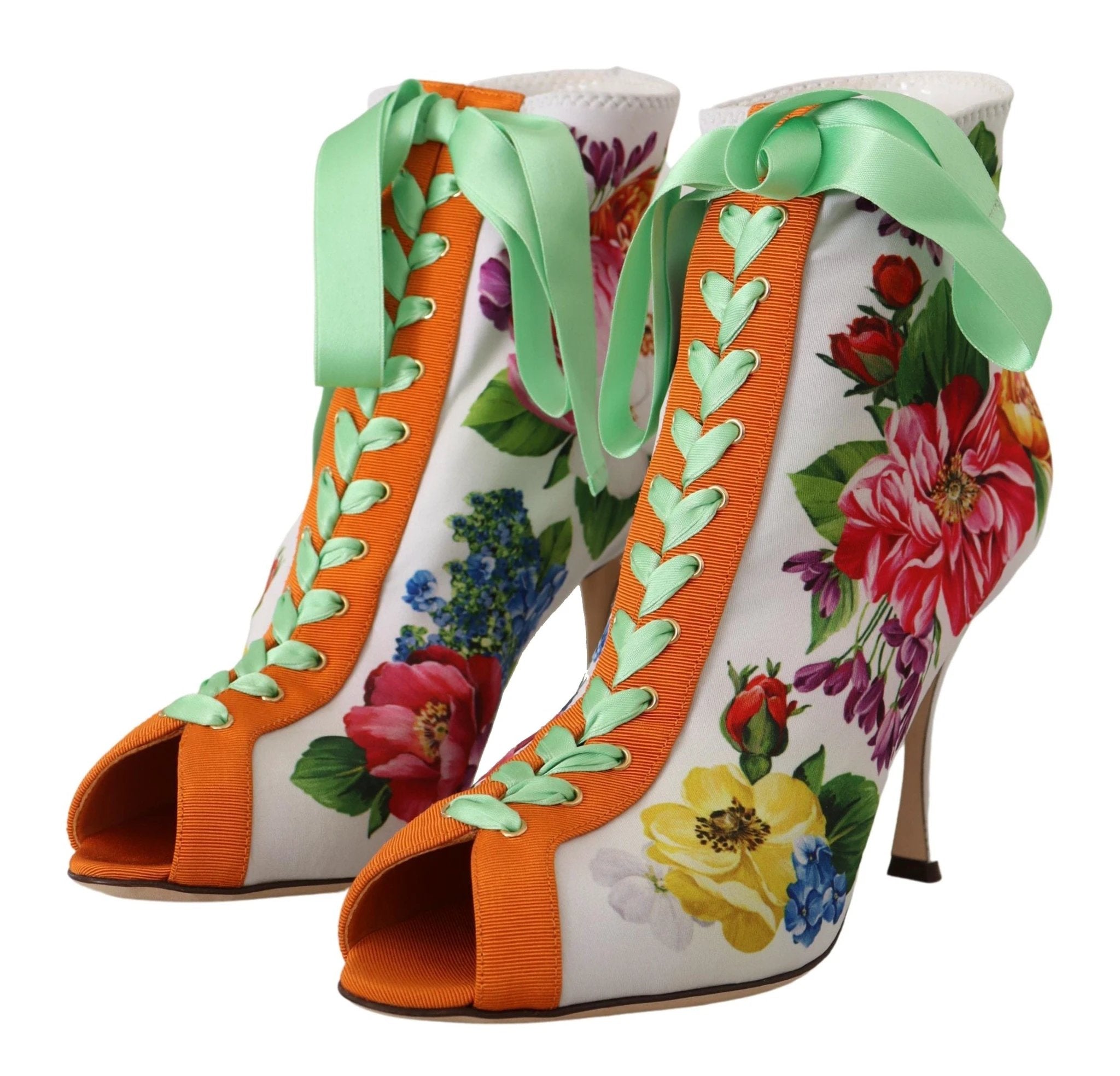 Dolce & Gabbana White Jersey Stretch Boots Open Toes Heels Shoes by Dolce & Gabbana