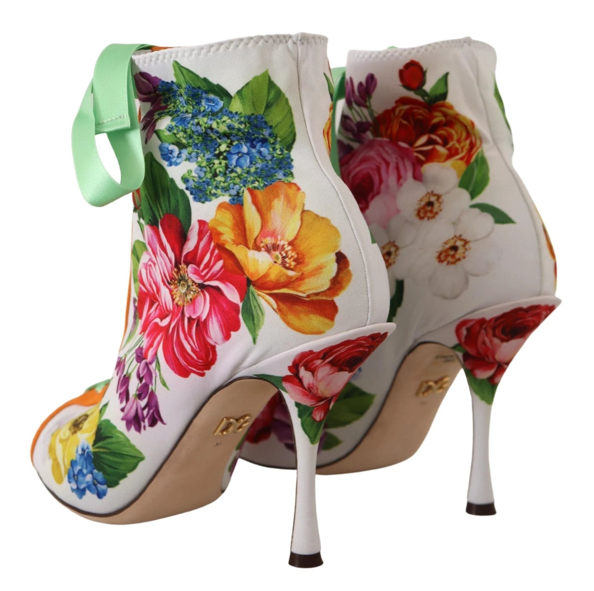 Dolce & Gabbana White Jersey Stretch Boots Open Toes Heels Shoes by Dolce & Gabbana