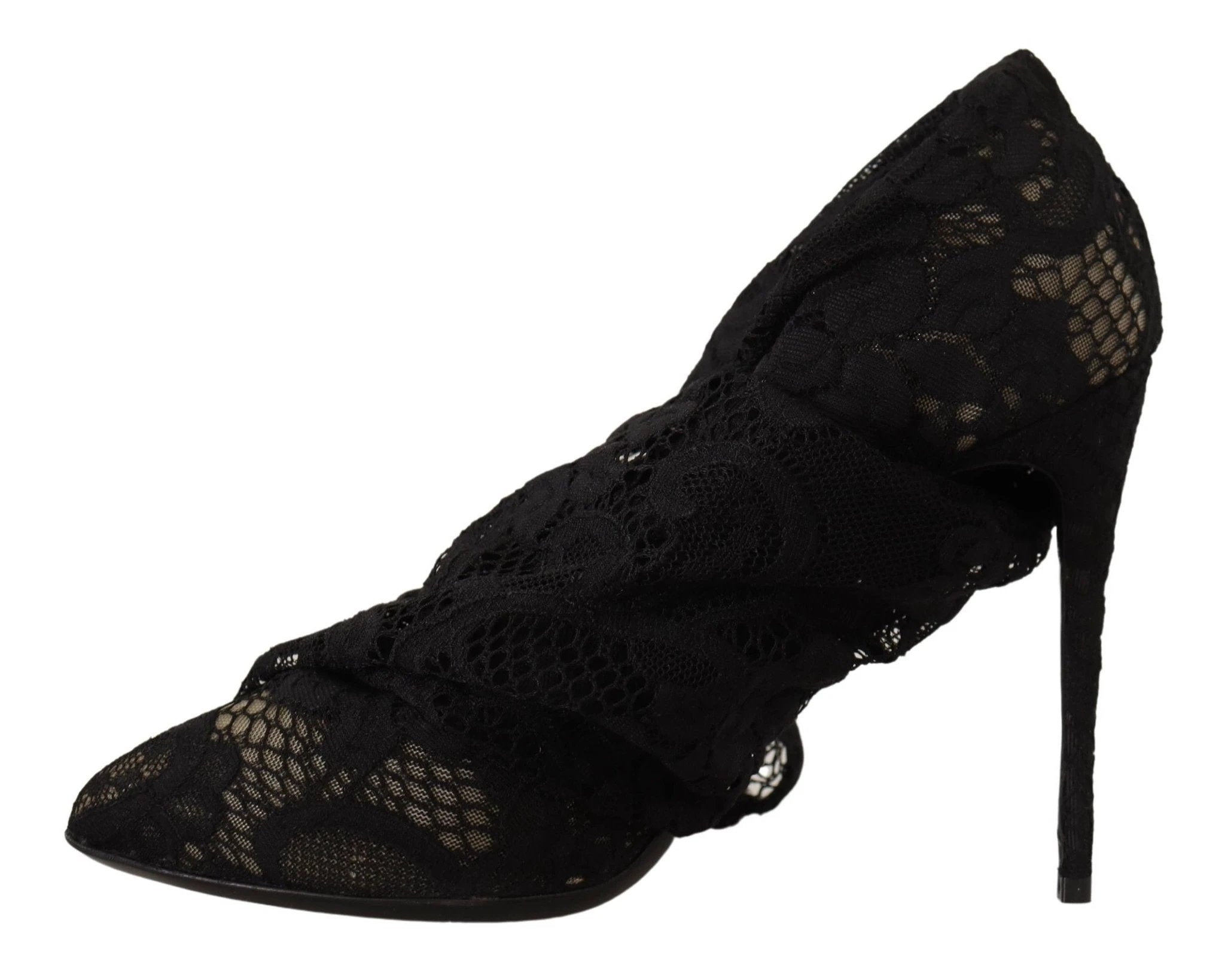 Dolce & Gabbana Black Stretch Socks Taormina Lace Boots Shoes by Dolce & Gabbana
