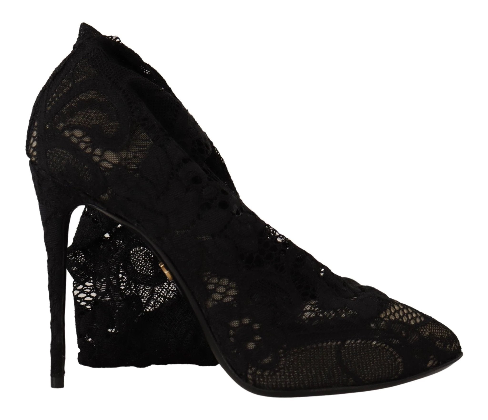 Dolce & Gabbana Black Stretch Socks Taormina Lace Boots Shoes by Dolce & Gabbana