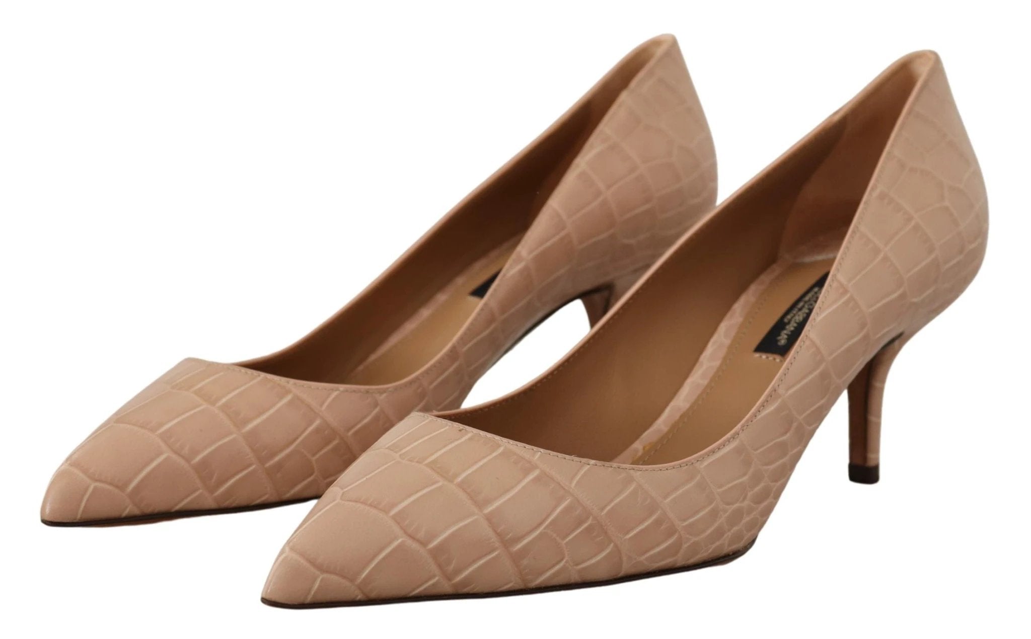 Dolce & Gabbana Beige Leather Pointed Heels Pumps Shoes by Dolce & Gabbana