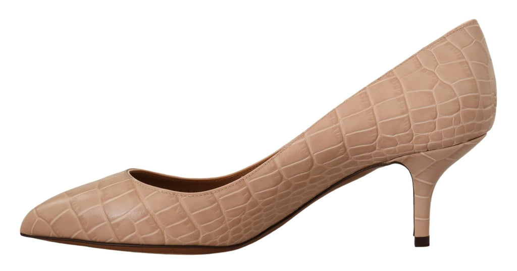 Dolce & Gabbana Beige Leather Pointed Heels Pumps Shoes by Dolce & Gabbana