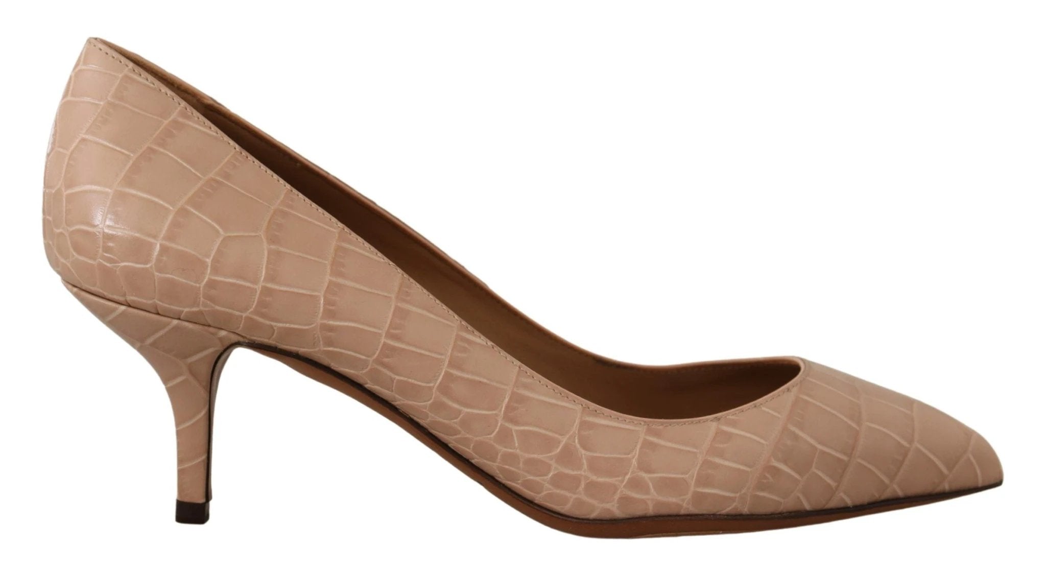 Dolce & Gabbana Beige Leather Pointed Heels Pumps Shoes by Dolce & Gabbana