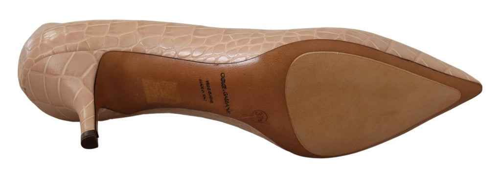 Dolce & Gabbana Beige Leather Pointed Heels Pumps Shoes by Dolce & Gabbana