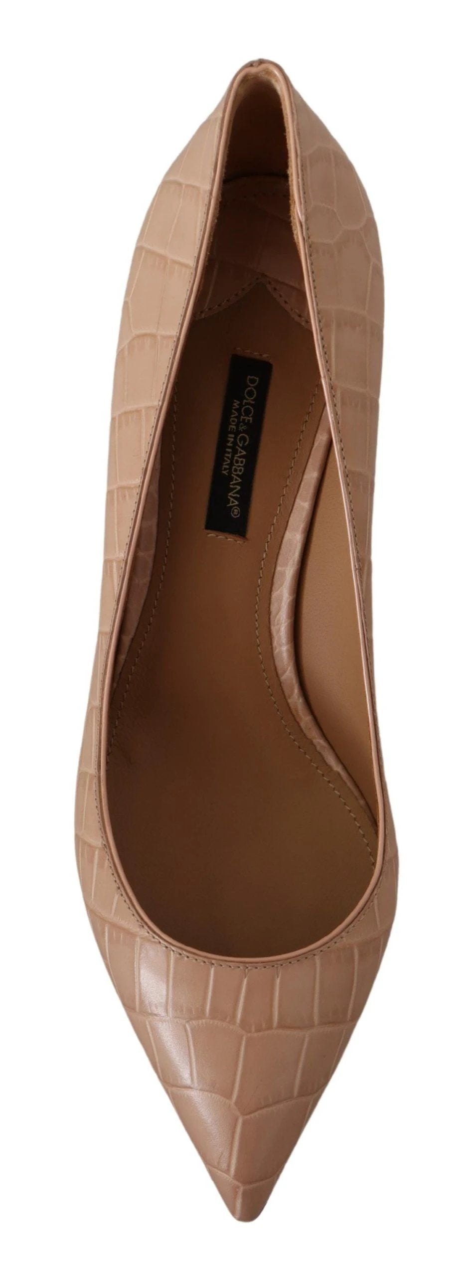 Dolce & Gabbana Beige Leather Pointed Heels Pumps Shoes by Dolce & Gabbana
