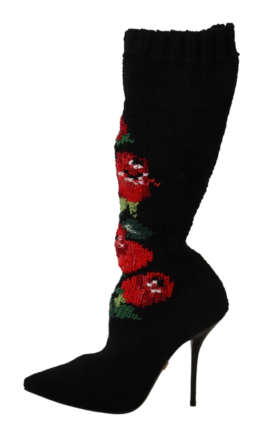 Dolce & Gabbana Black Stretch Socks Red Roses Booties Shoes by Dolce & Gabbana