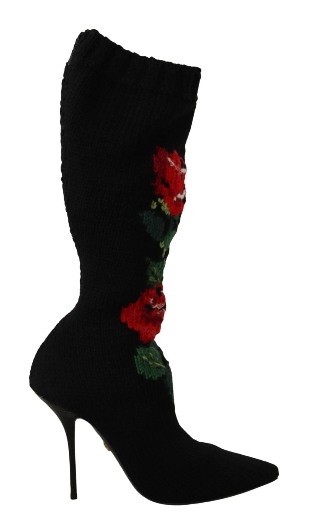 Dolce & Gabbana Black Stretch Socks Red Roses Booties Shoes by Dolce & Gabbana