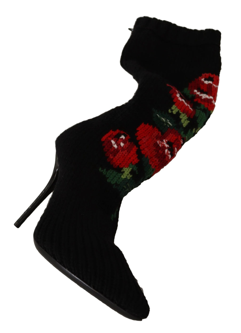 Dolce & Gabbana Black Stretch Socks Red Roses Booties Shoes by Dolce & Gabbana