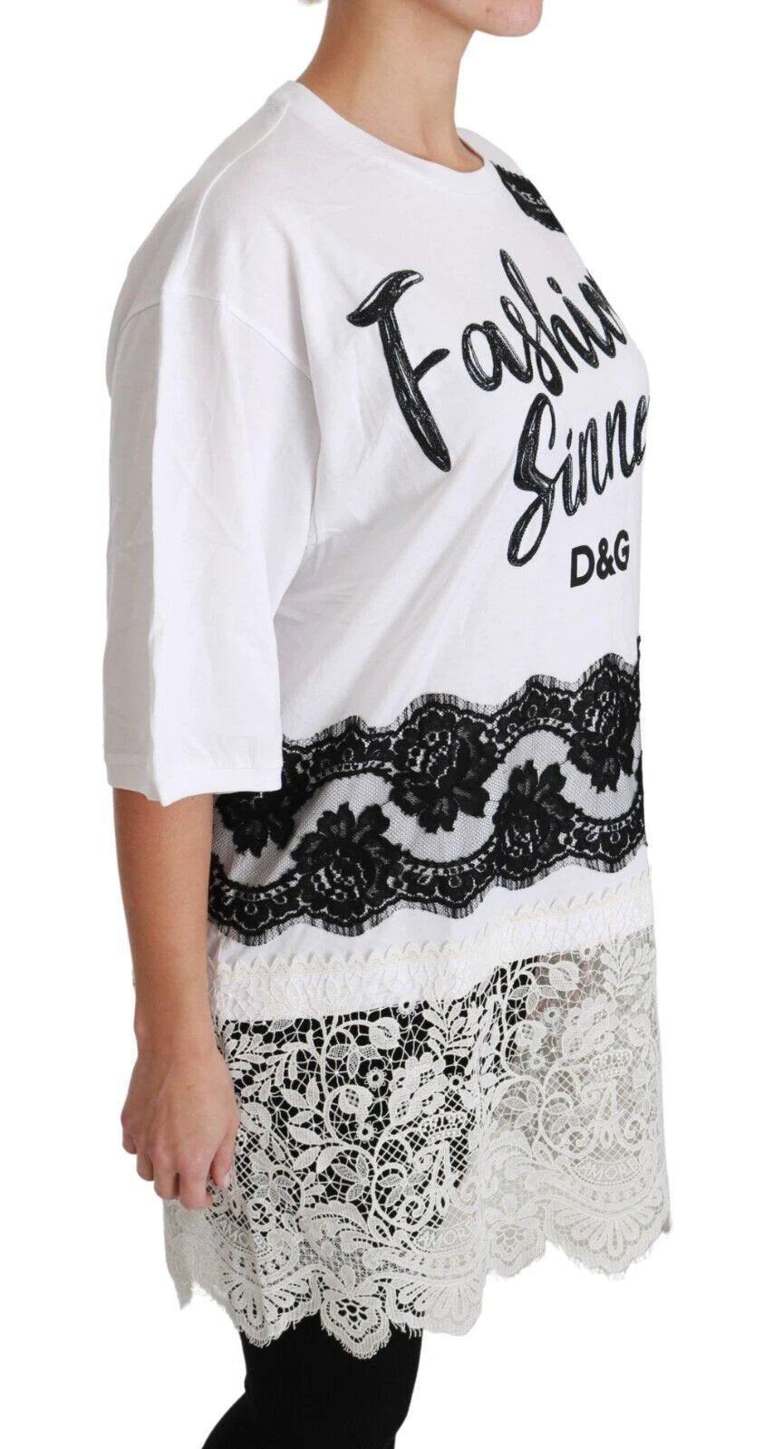 Dolce & Gabbana White Fashion Sinner Cotton Lace T-shirt Top by Dolce & Gabbana