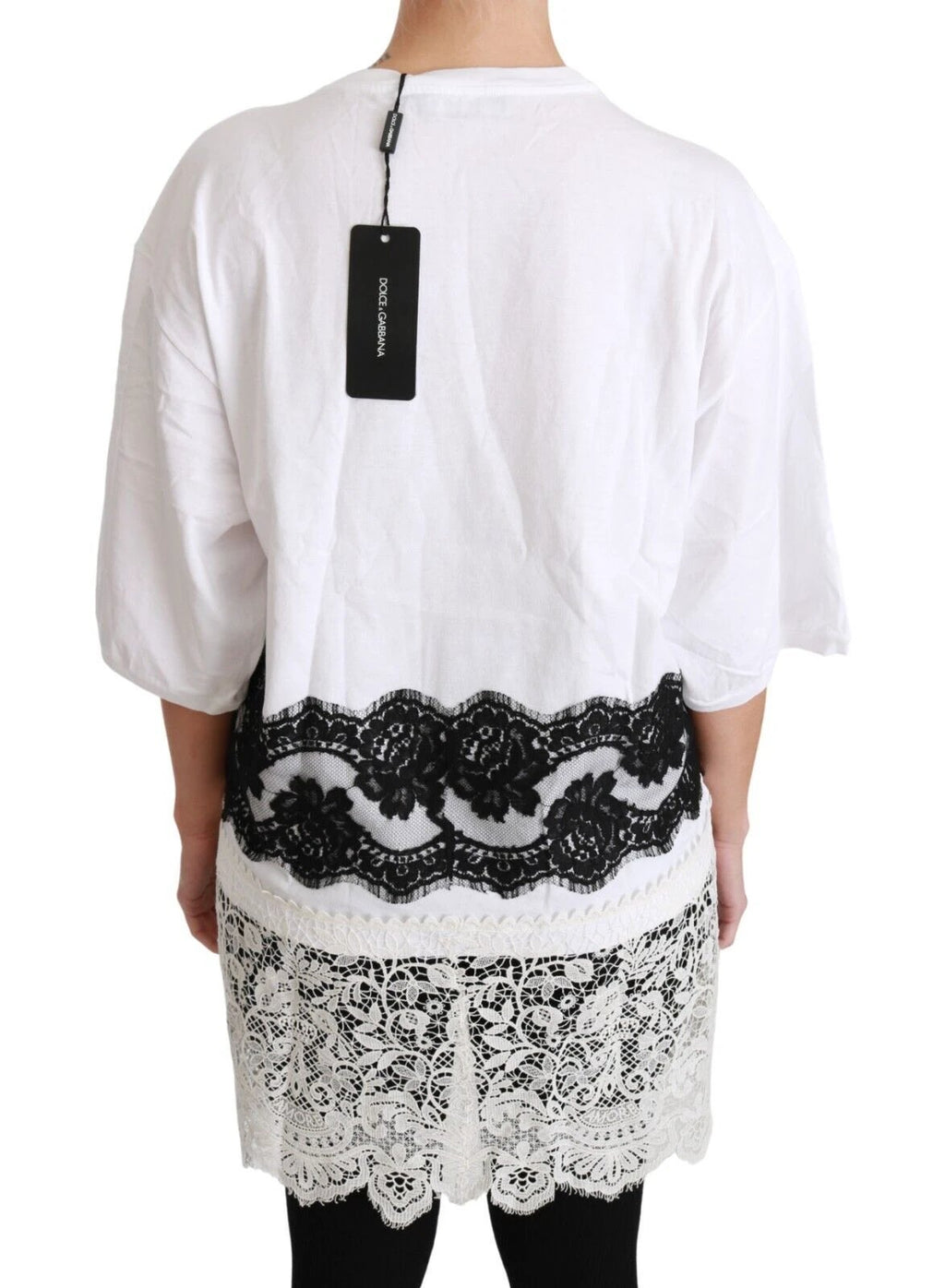 Dolce & Gabbana White Fashion Sinner Cotton Lace T-shirt Top by Dolce & Gabbana