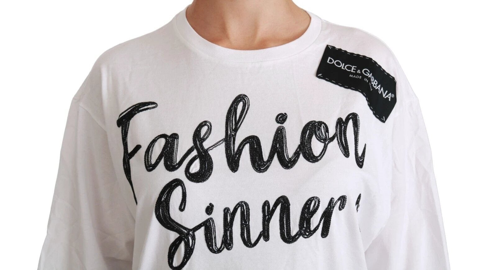 Dolce & Gabbana White Fashion Sinner Cotton Lace T-shirt Top by Dolce & Gabbana