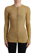 Dolce & Gabbana Gold Viscose Blend Buttons Cardigan Sweater by Dolce & Gabbana