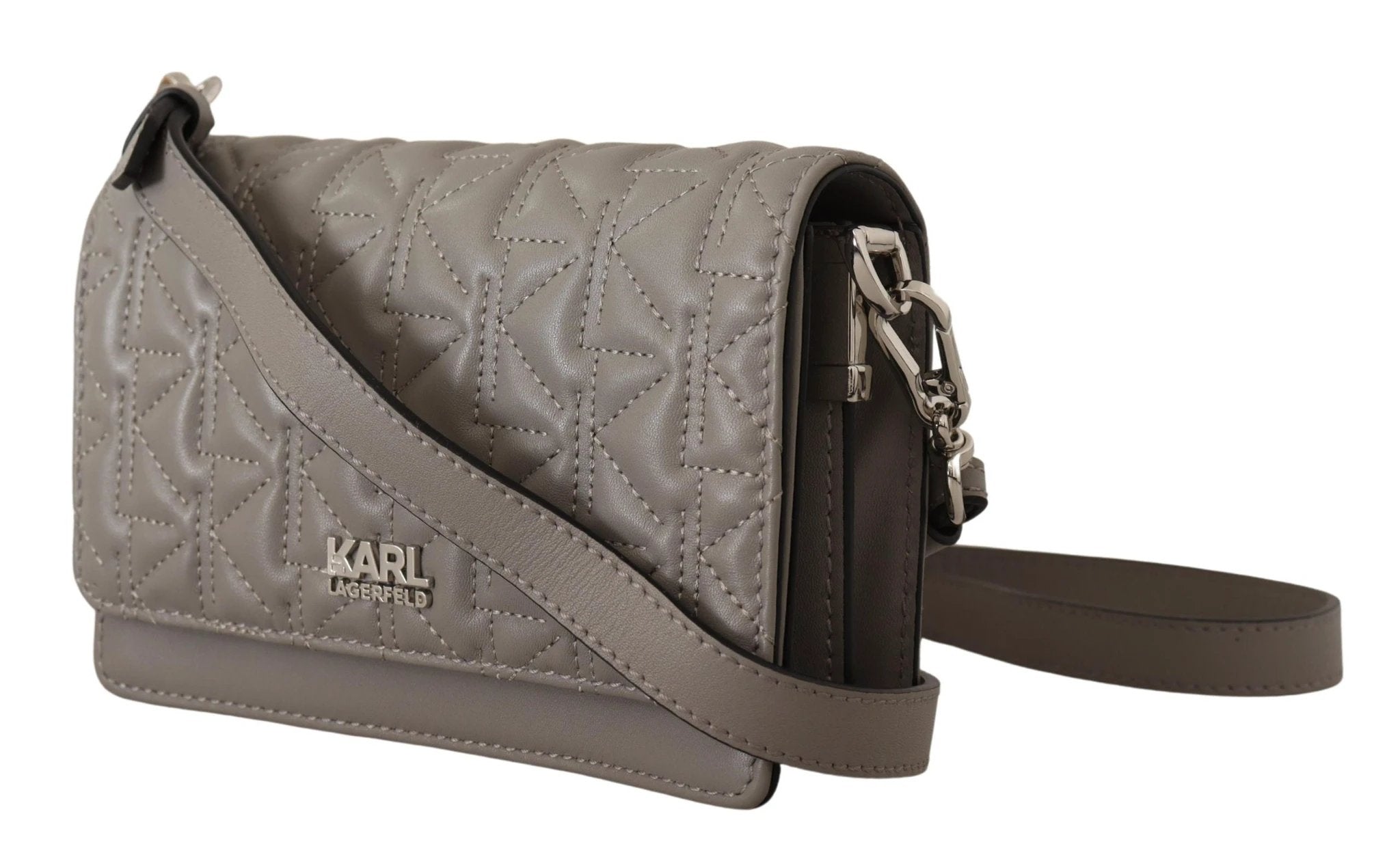 Karl Lagerfeld Light Grey Leather Crossbody Bag by Karl Lagerfeld