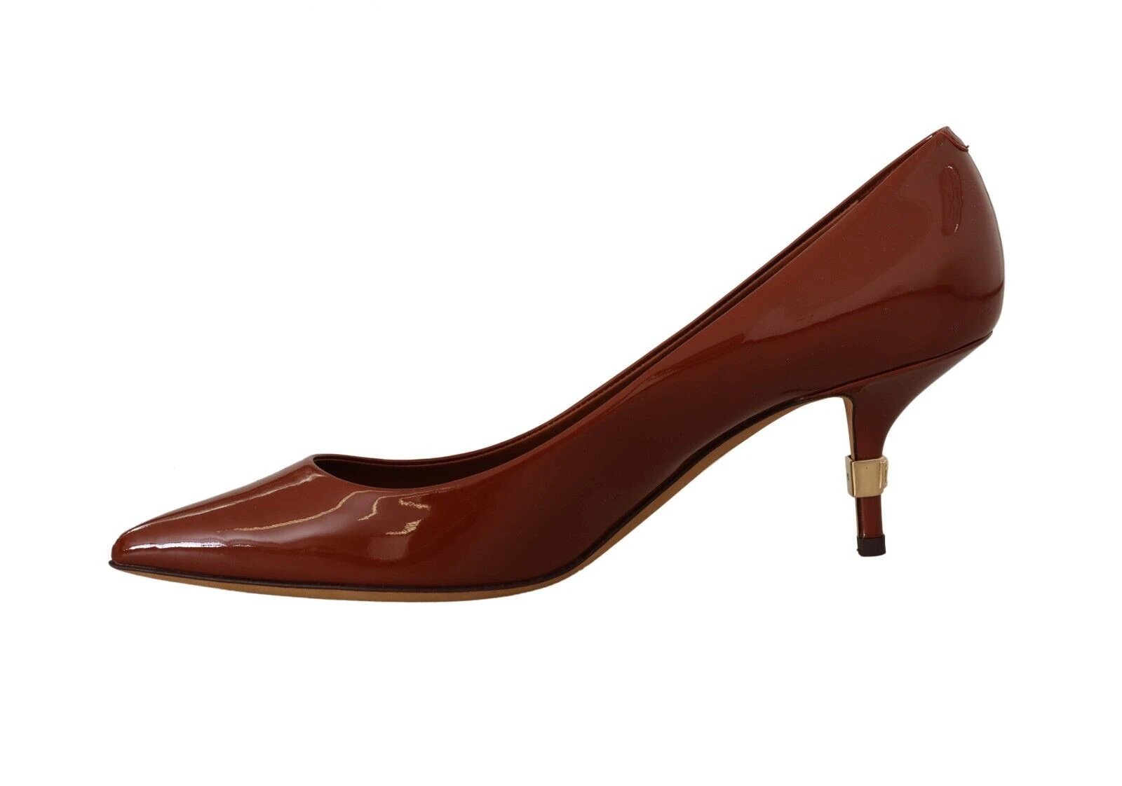 Dolce & Gabbana Brown Kitten Heels Pumps Patent Leather Shoes by Dolce & Gabbana