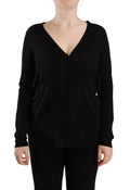 Dolce & Gabbana Black Wool V-neck Long Sleeves Pullover Top by Dolce & Gabbana