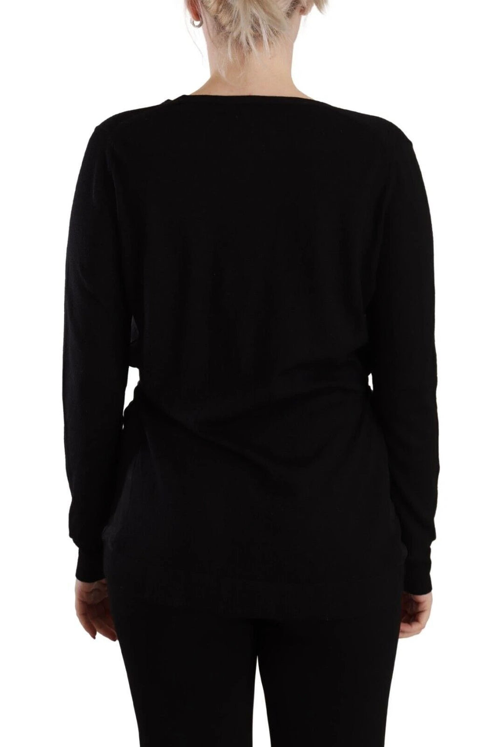Dolce & Gabbana Black Wool V-neck Long Sleeves Pullover Top by Dolce & Gabbana