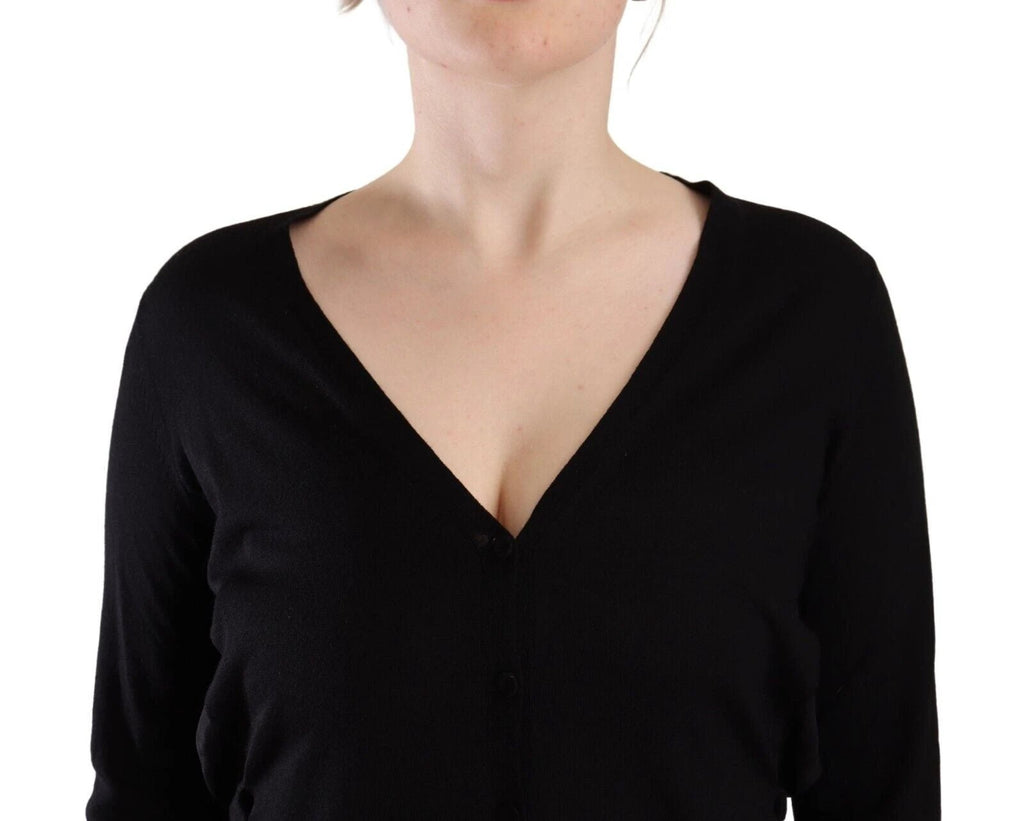 Dolce & Gabbana Black Wool V-neck Long Sleeves Pullover Top by Dolce & Gabbana