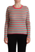 Dolce & Gabbana Multicolor Stripes Silk Crew Neck Pullover Top by Dolce & Gabbana