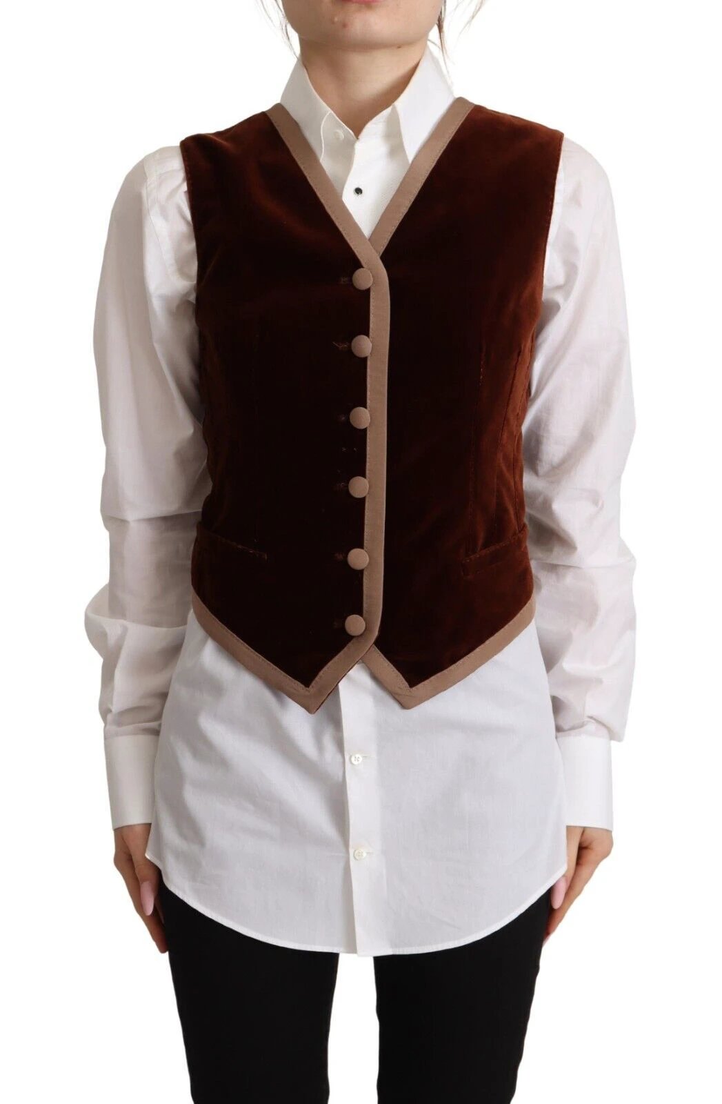 Dolce & Gabbana Bordeaux Velvet Cotton V-neck Sleeveless Vest Top by Dolce & Gabbana