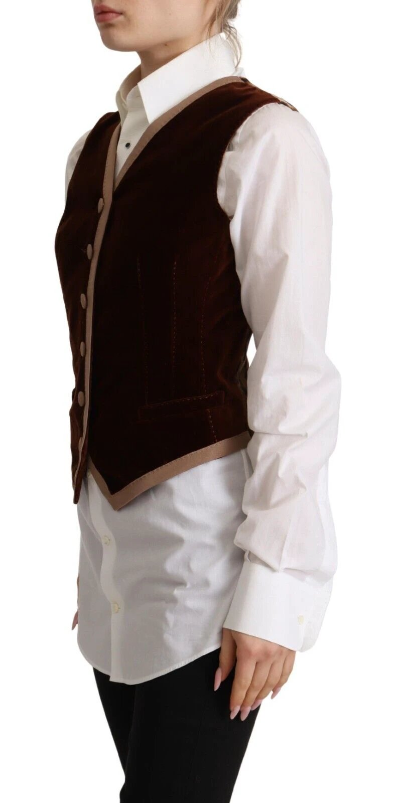 Dolce & Gabbana Bordeaux Velvet Cotton V-neck Sleeveless Vest Top by Dolce & Gabbana