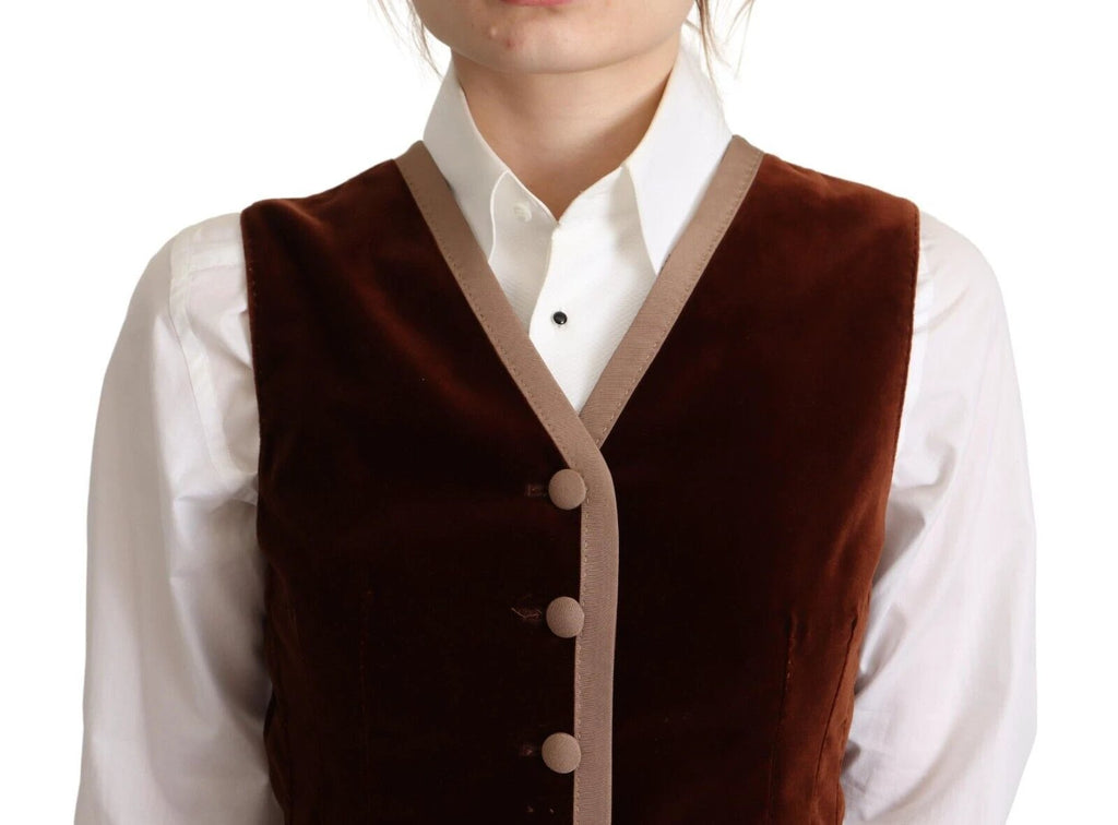 Dolce & Gabbana Bordeaux Velvet Cotton V-neck Sleeveless Vest Top by Dolce & Gabbana