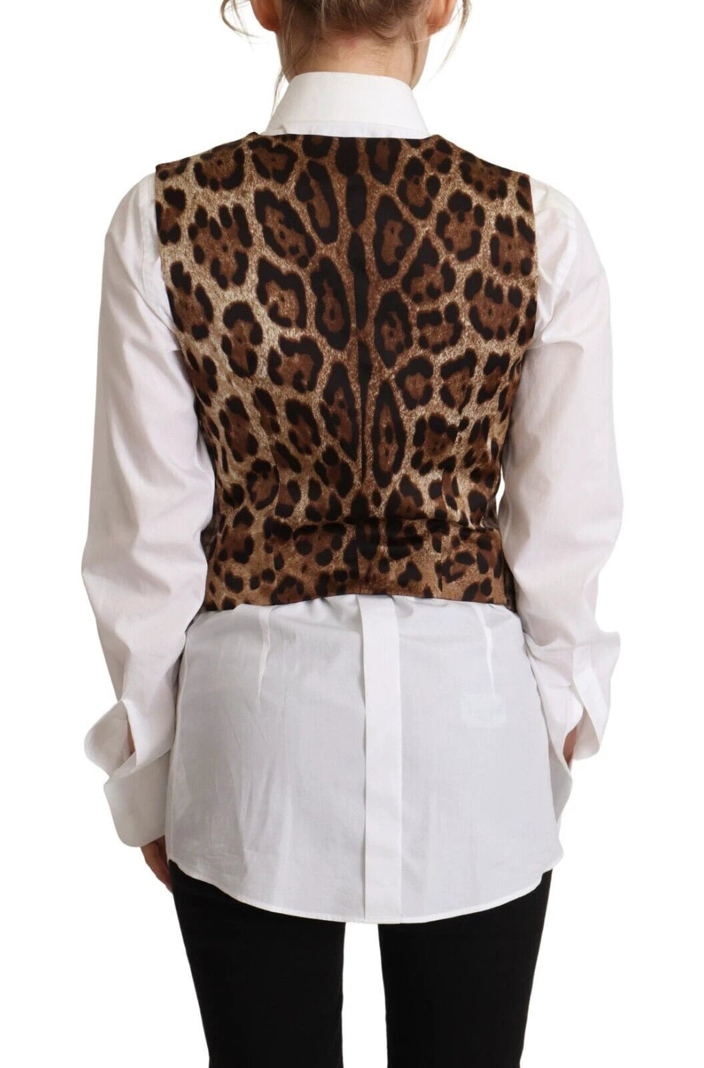Dolce & Gabbana Brown Checkered Leopard V-neck Sleeveless Vest Top by Dolce & Gabbana
