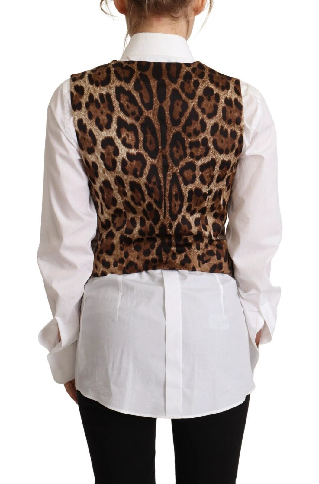Dolce & Gabbana Brown Checkered Leopard V-neck Sleeveless Vest Top by Dolce & Gabbana