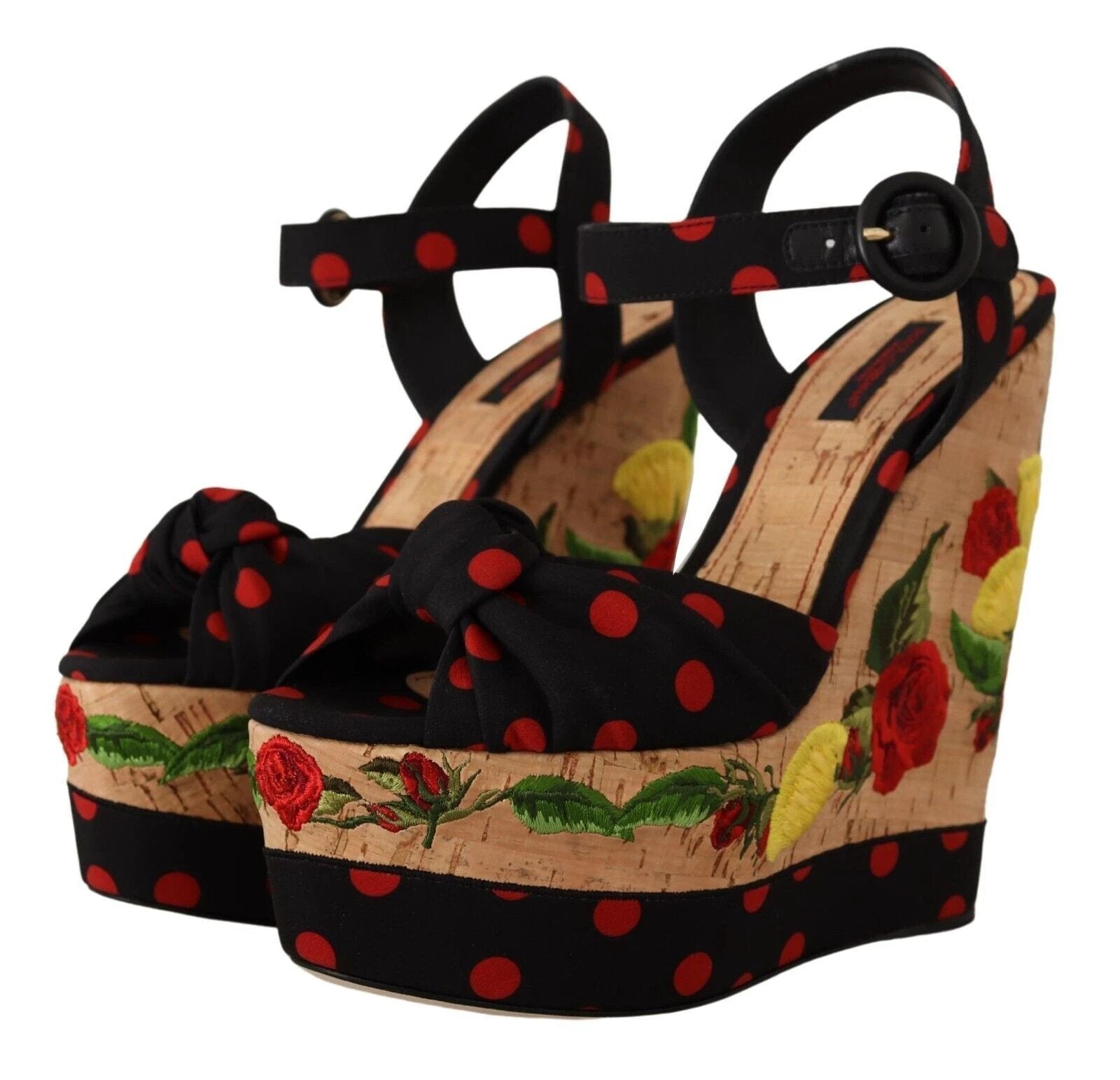 Dolce & Gabbana Multicolor Platform Wedges Sandals Charmeuse Shoes by Dolce & Gabbana