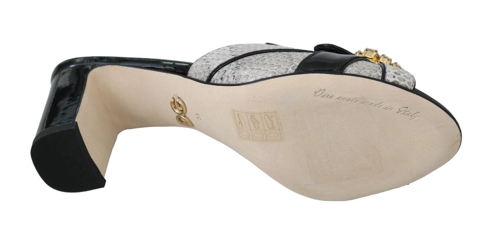 Dolce & Gabbana Black Gray Exotic Leather Crystals Sandals Shoes by Dolce & Gabbana