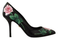 Dolce & Gabbana Black Leather Roses High Heels Pumps Shoes by Dolce & Gabbana