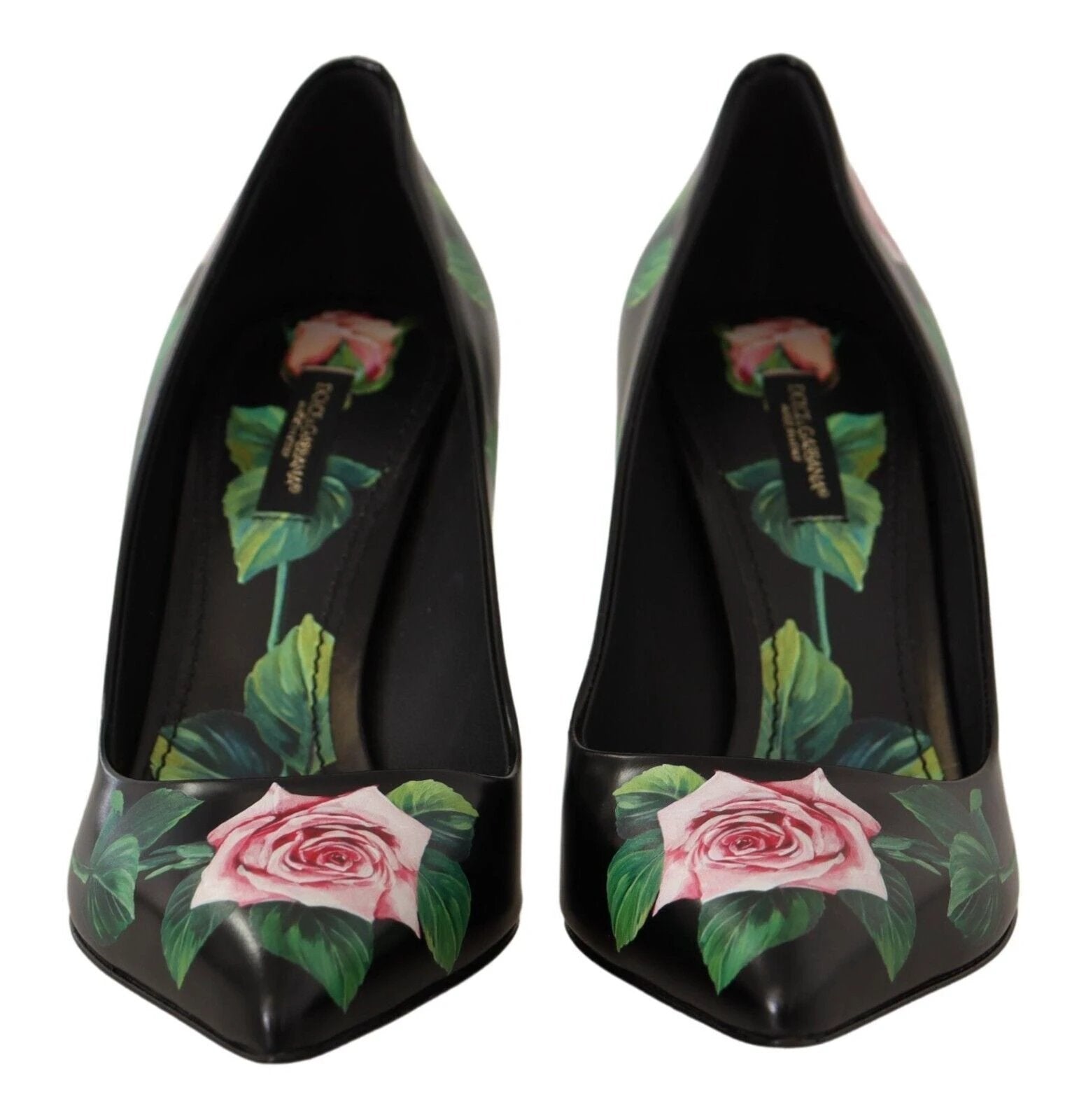 Dolce & Gabbana Black Leather Roses High Heels Pumps Shoes by Dolce & Gabbana