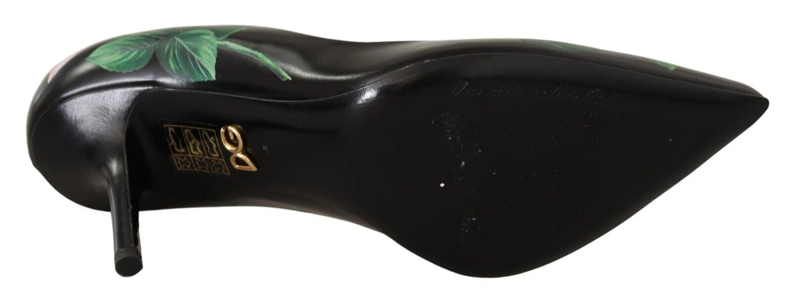 Dolce & Gabbana Black Leather Roses High Heels Pumps Shoes by Dolce & Gabbana