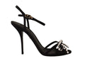 Dolce & Gabbana Black Crystals Ankle Strap Heels Sandals Shoes by Dolce & Gabbana
