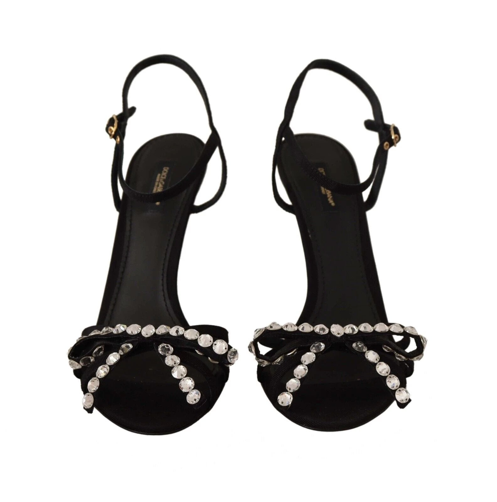Dolce & Gabbana Black Crystals Ankle Strap Heels Sandals Shoes by Dolce & Gabbana
