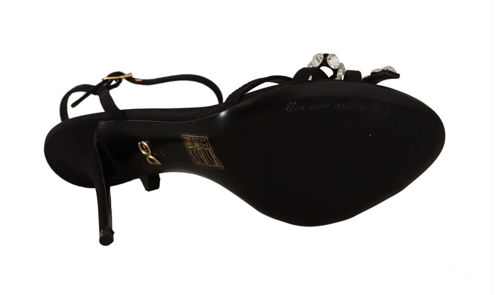 Dolce & Gabbana Black Crystals Ankle Strap Heels Sandals Shoes by Dolce & Gabbana