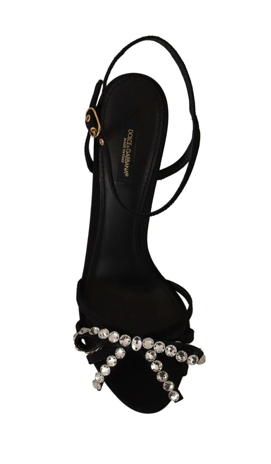 Dolce & Gabbana Black Crystals Ankle Strap Heels Sandals Shoes by Dolce & Gabbana