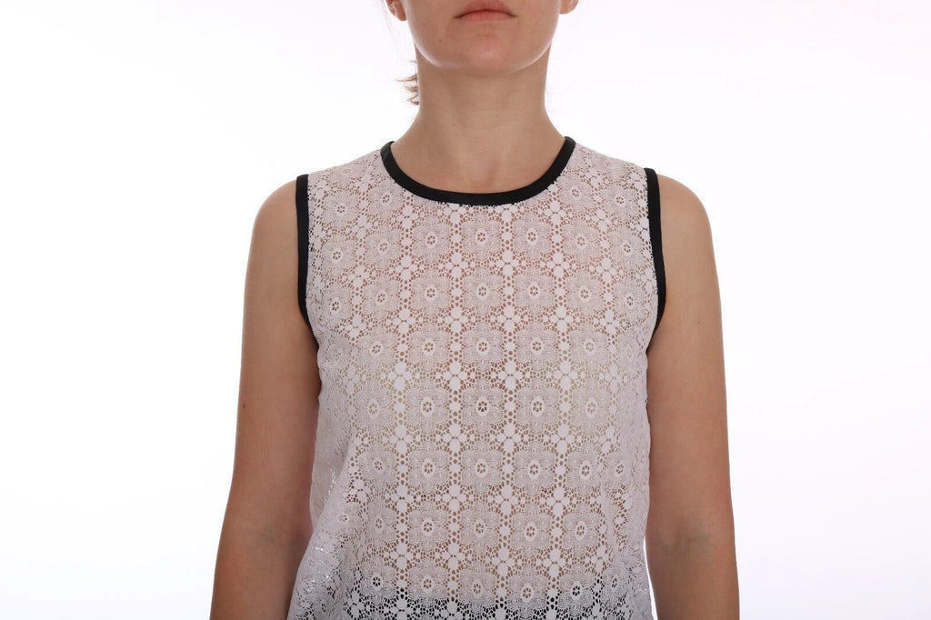 Dolce & Gabbana White Lace Floral Nylon Tank T-shirt by Dolce & Gabbana