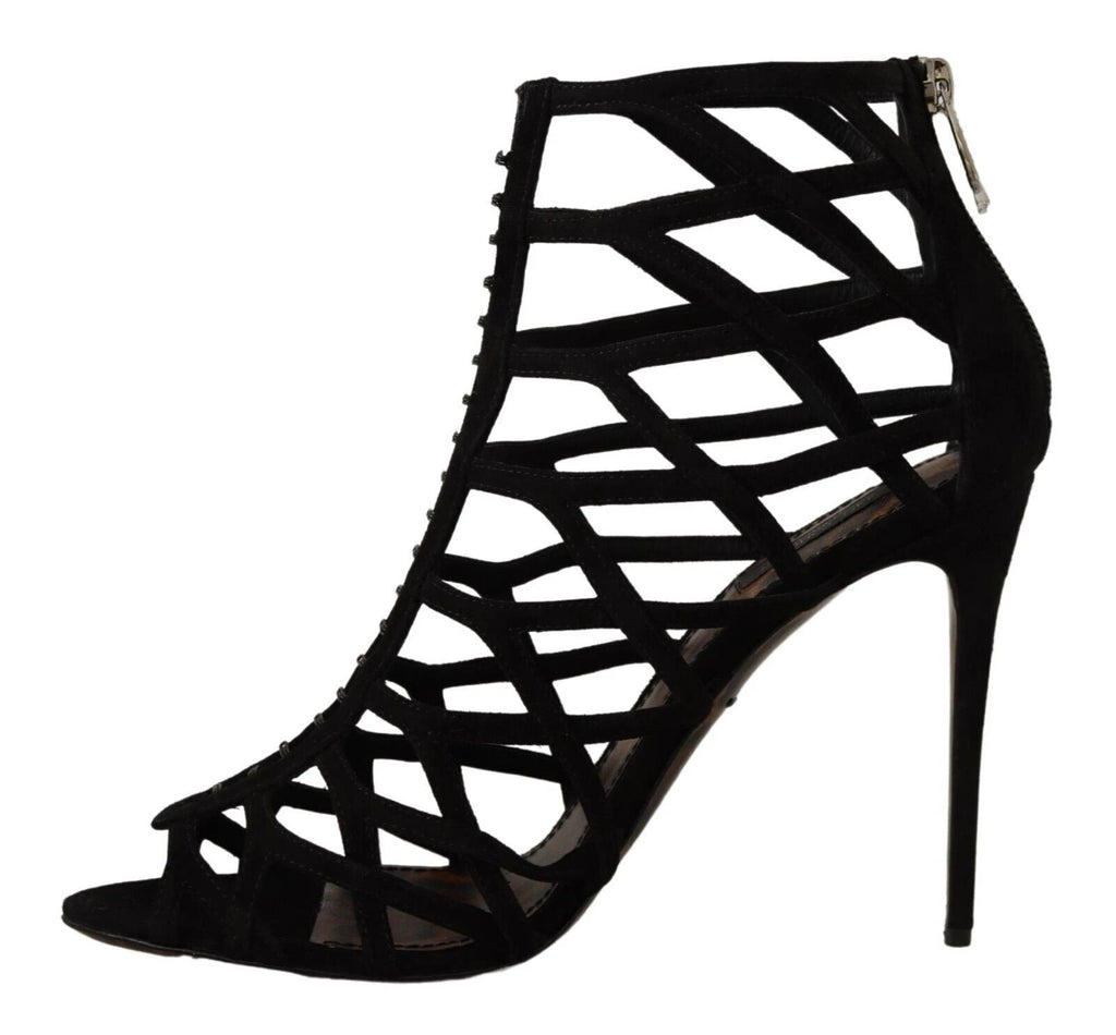 Dolce & Gabbana Black Suede Stiletto Heels Bette Sandals Shoes by Dolce & Gabbana