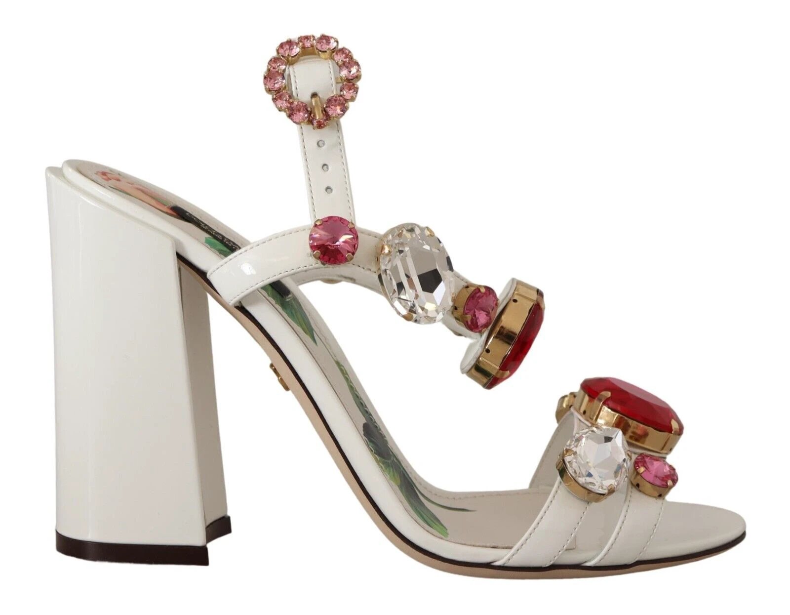 Dolce & Gabbana White Leather Crystal Keira Heels Sandals Shoes by Dolce & Gabbana