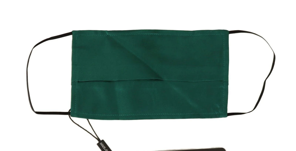 Dolce & Gabbana Green Silk Pleated Elastic Ear Strap Face Mask by Dolce & Gabbana