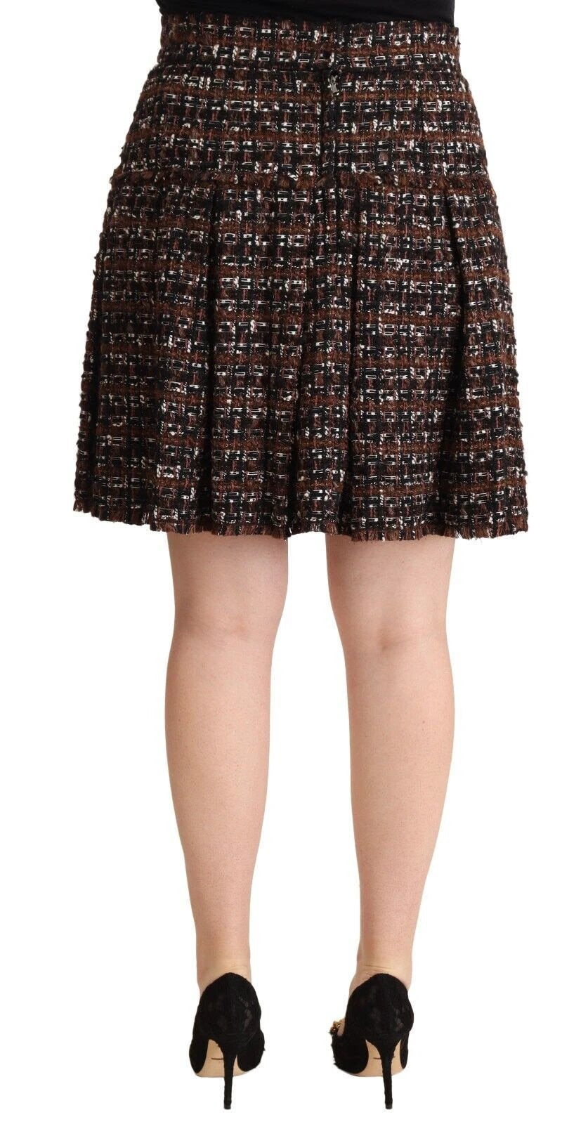 Dolce & Gabbana Brown High Waist Mini A-Line Pleated Skirt by Dolce & Gabbana
