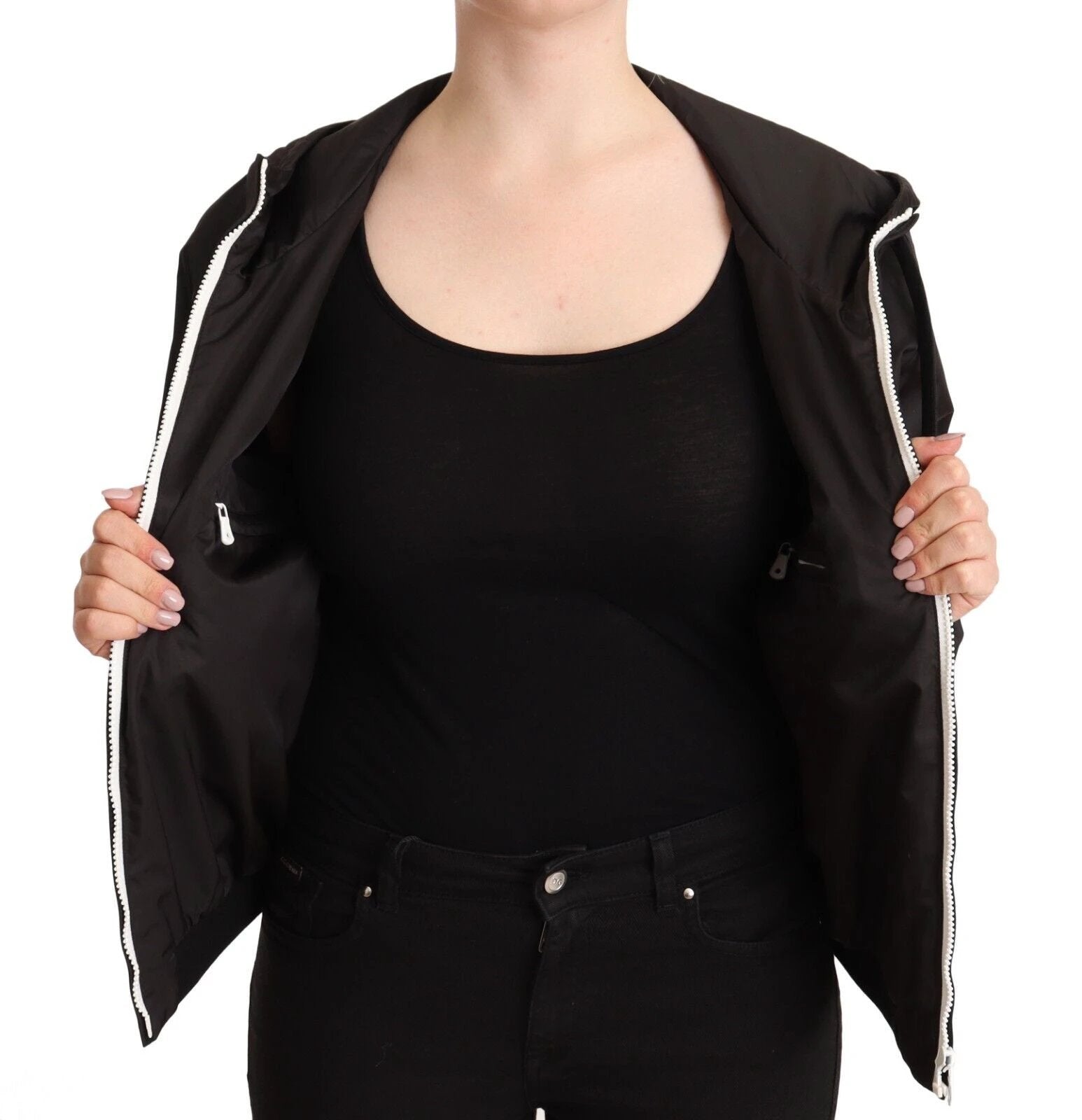 Dolce & Gabbana Black Polyester Hooded Bomber Full Zip Jacket by Dolce & Gabbana