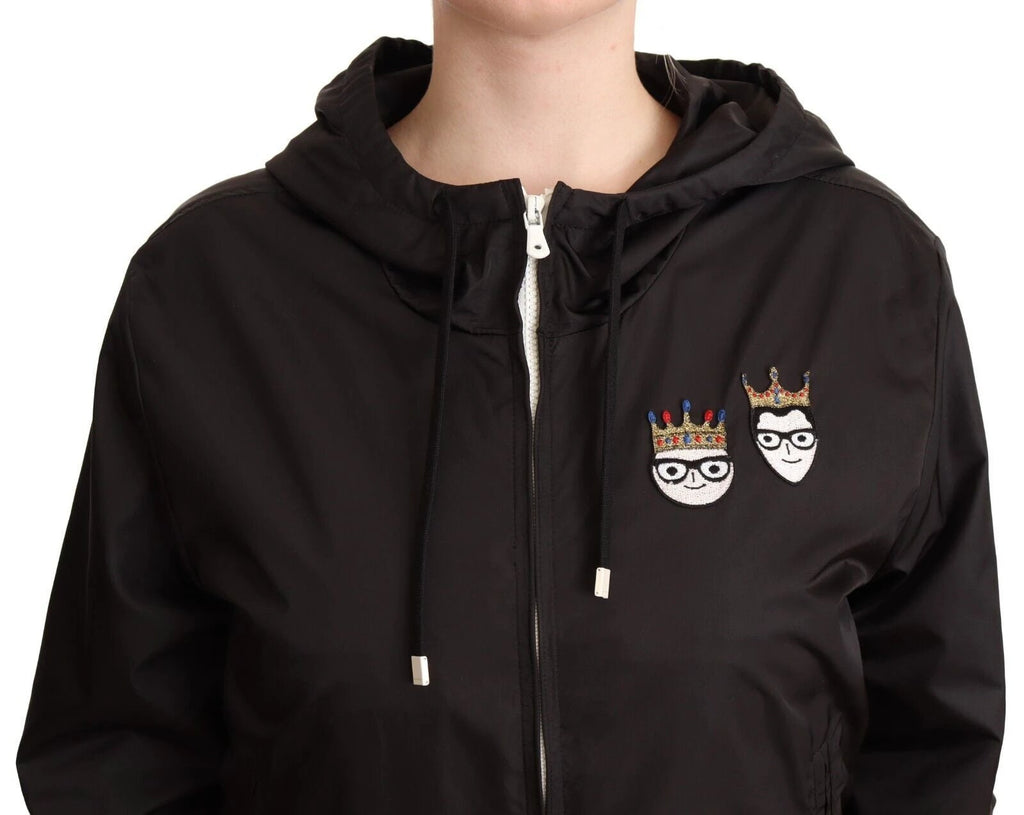 Dolce & Gabbana Black Polyester Hooded Bomber Full Zip Jacket by Dolce & Gabbana