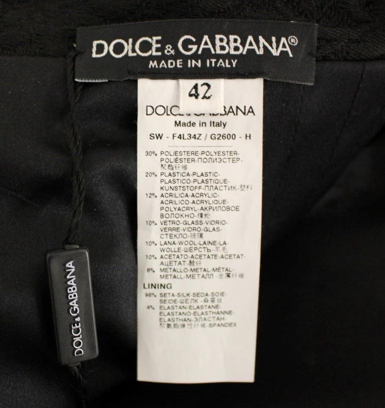 Dolce & Gabbana Black Crystal Handmade Above Knee Skirt by Dolce & Gabbana